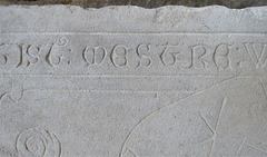 croyland abbey church, crowland, lincs (34) c14 incised tomb slab to mason william wermington