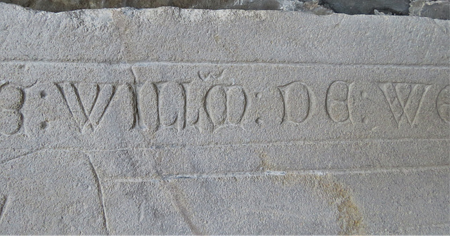 croyland abbey church, crowland, lincs (35) c14 incised tomb slab to mason william wermington
