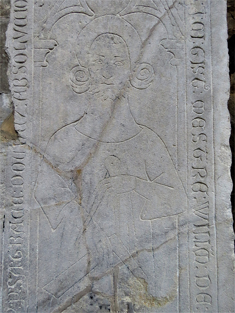croyland abbey church, crowland, lincs (36) c14 incised tomb slab to mason william wermington