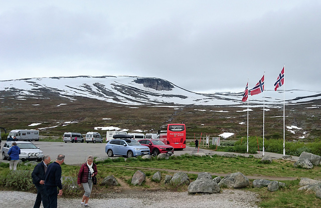 Unser Bus am Polarkreis bei Rana, Norwegen