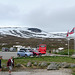 Unser Bus am Polarkreis bei Rana, Norwegen