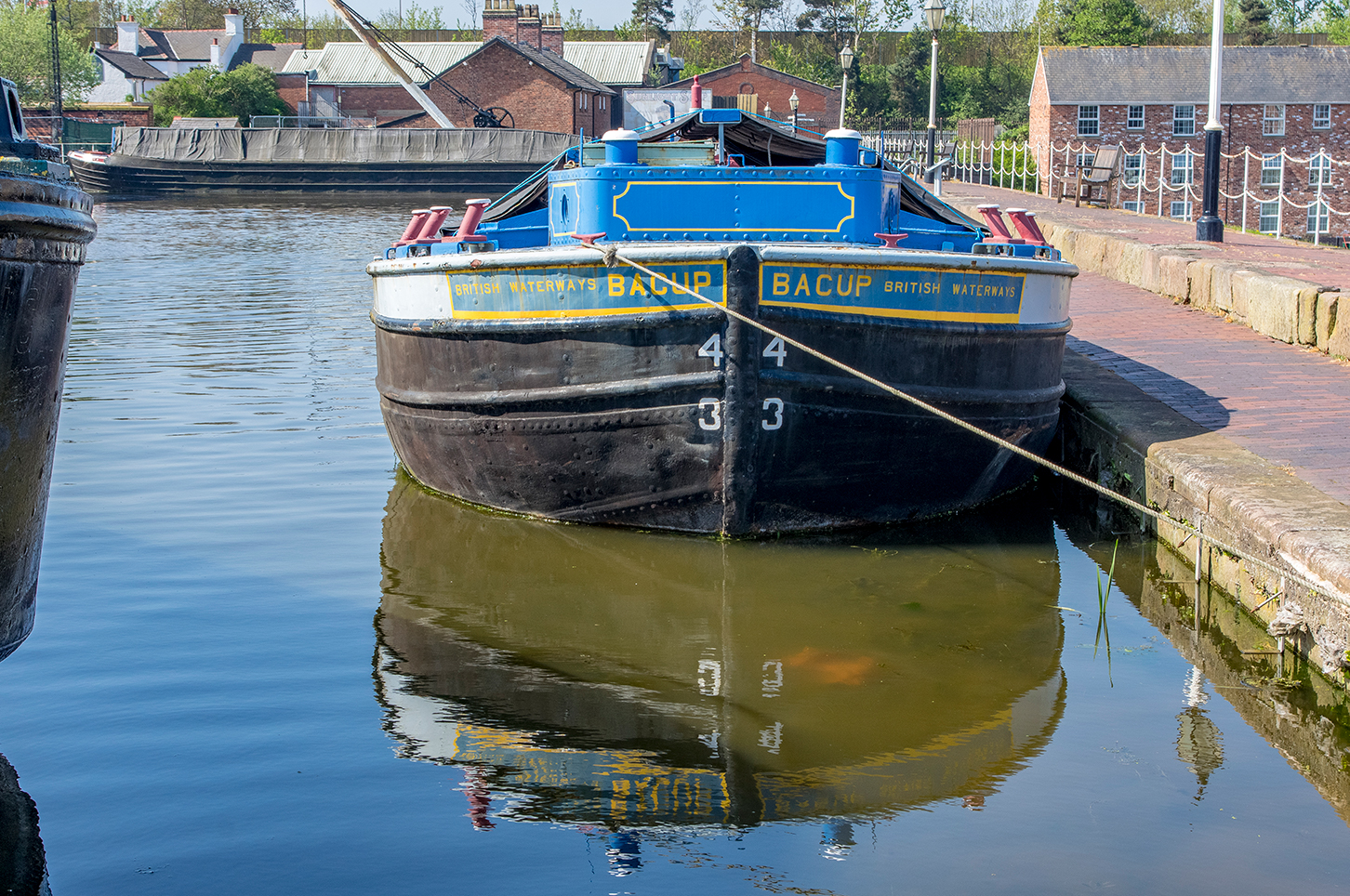 A wide boat at the Ellesmere Port boat museum