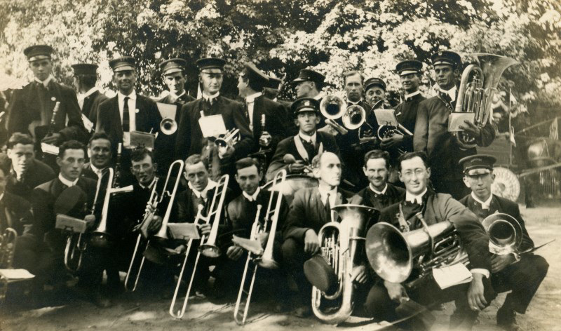Clarence and His Marching Band on Labor Day in Bridgeton, ca. 1910s