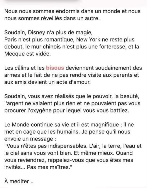 Je ne sais qui a écrit ce texte Mais il me plait de vous le partager