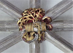croyland abbey church, crowland, lincs (33) c15 vaulting boss with overton rebus