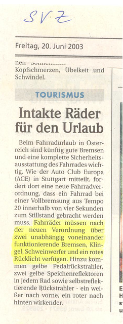 Schweinwerfer in der Zeitung