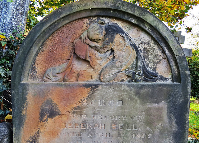 brompton cemetery, london,rebekah bell, +1869, mourner
