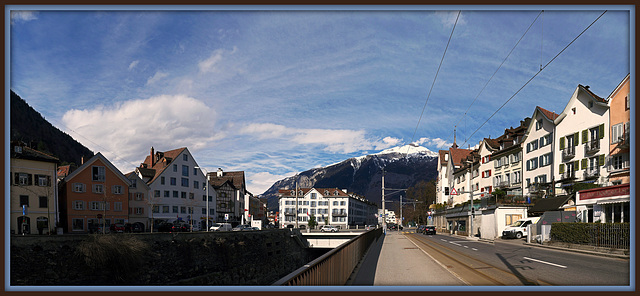 An der Plessur beim Obertor in Chur /Berg Calanda