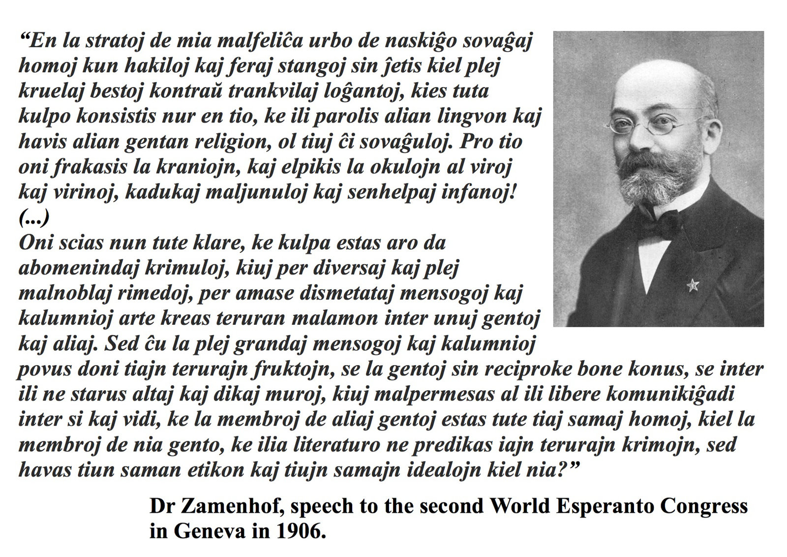 (EO) Zamenhof, Universala Kongreso de Esperanto, Ĝenevo, 1906, pogromoj