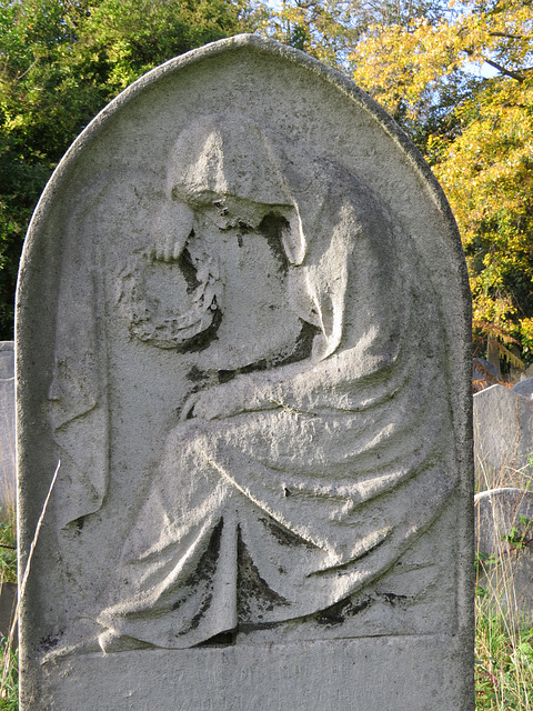 brompton cemetery, london,mourner on c19 gravestone
