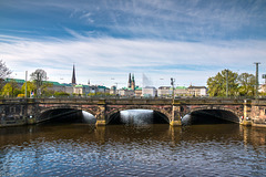 Hamburg - Lombardsbrücke and City Skyline (210°)