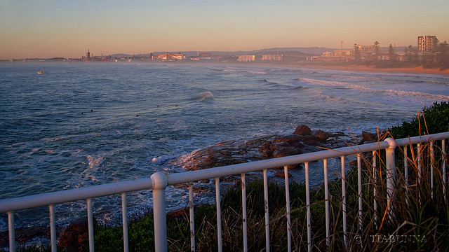 'The Gong' beach and fence