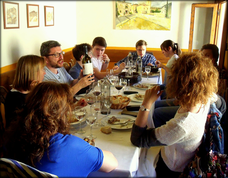 Family get together at a restaurant in Pedraza, Segovia province. March  2014. PLEASE STAY, DON'T RUN AWAY!!!