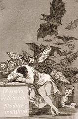 Francisco José de Goya y Lucientes - The sleep of reason produces monsters (No. 43), from Los Caprichos - Google Art Project