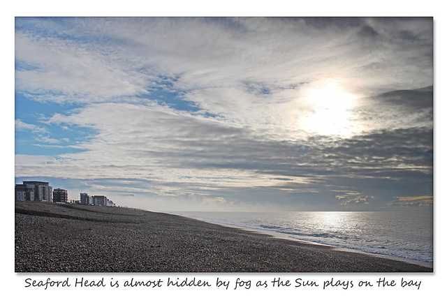 Fog hides most of Seaford Head - 6.1.2016