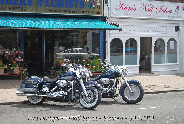 Two Harleys - Broad Street - Seaford - 30 7 2010