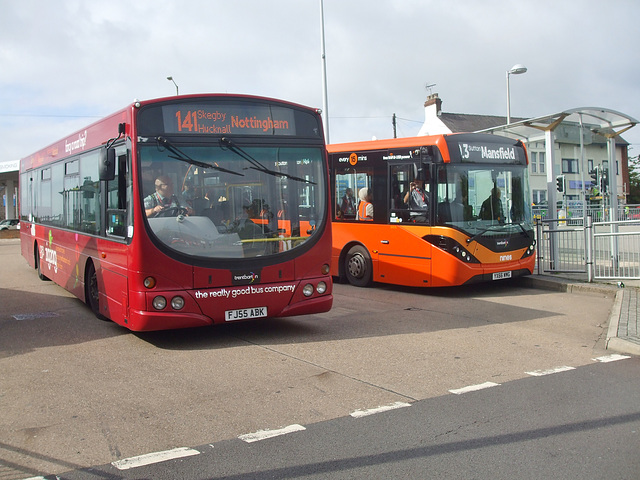 DSCF4694 Trent Barton (trentbarton) 681 (FJ55 ABK) and 258 (YX66 WMG) in Sutton-in-Ashfield - 12 Sep 2018