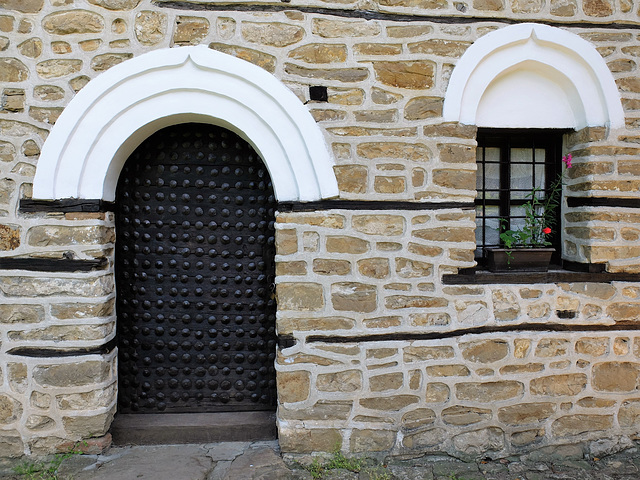 Eine Tür des Konstanzaliew-Hauses in Arbanassi/Bulgarien