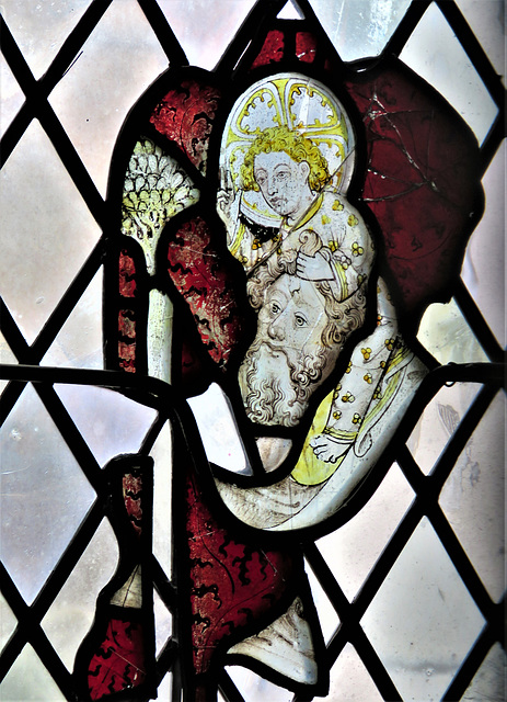 canterbury cathedral (54)st christopher glass of the mid c15 in the chantry chapel of henry iv