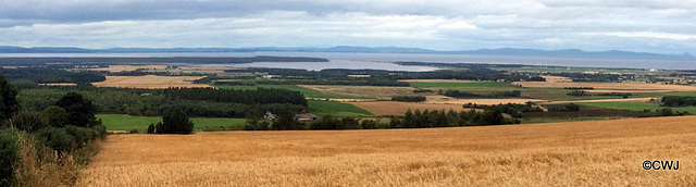 Findhorn Bay at high tide - looking across the Moray Firth northwards from Califer Hill