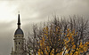 St. Andrews Presbyterian Church steeple plus dramatic clouds & autumn gingko