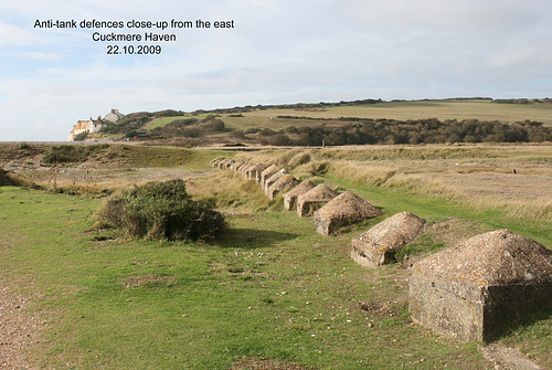 Anti-tank defences close up from East -  Cuckmere