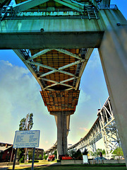 Blue Water Bridge is being painted. It takes one entire season to finish.