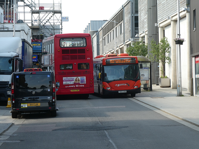 Konectbus/Chambers 875 (PN09 ENE) and Mulleys Motorways YN54 AHD in Bury St. Edmunds - 24 Jun 2021 (P1080843)