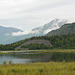 Alaska, Swans on Lake Tern and Cooper Mountains in the Background