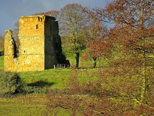 Ayton Castle (Pele) Tower in the late winter sun