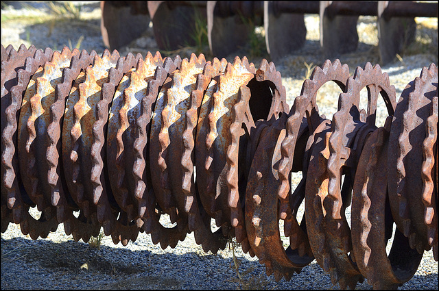 weathered farm equipment