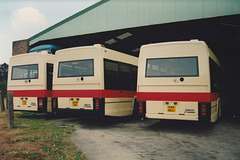 Hedingham Omnibuses Leyland Lynx(es) at the garage in Sible Hedingham – 29 Aug 1993 (202-34)