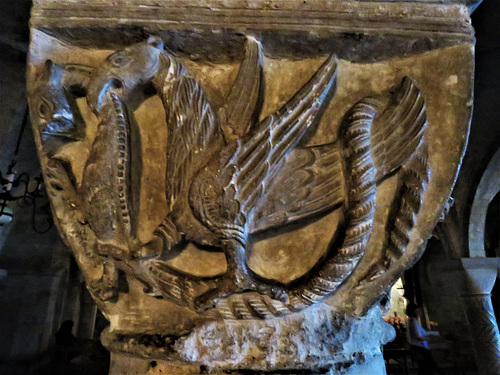 canterbury cathedral (22) mid c12 capital in the crypt