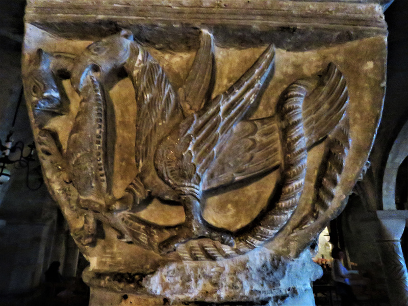 canterbury cathedral (22) mid c12 capital in the crypt