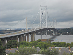 The Forth Road Bridge with The New Queensferry Crossing Bridge to the left 14th August 2018