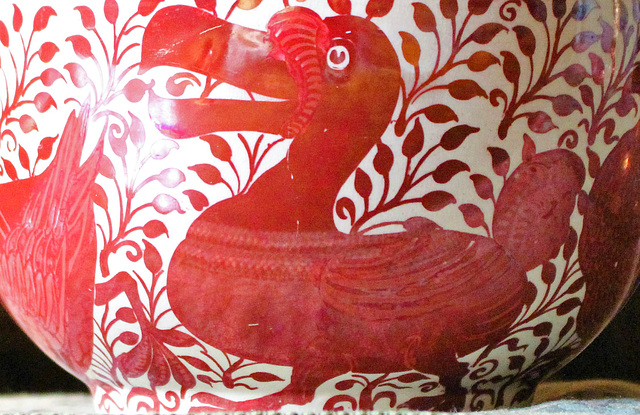 Dodo by William De Morgan, Detail of Bowl of c1890 in Great Hall of Wightwick Manor, Wolverhampton