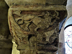 canterbury cathedral (19)mid c12 lion capital in st gabriel's chapel in the crypt