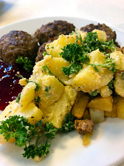 Meatballs and potatoes