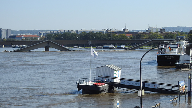 Carolabrücke und Hochwasser, Dresden