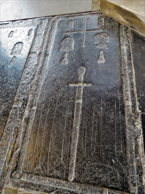 boston church,lincs (9) c14 tomb incised slab with brass indents