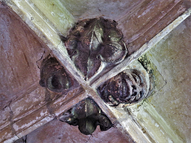 lacock abbey, wilts (115) c15 cloister vaulting boss