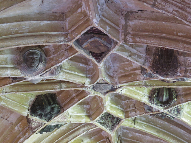 lacock abbey, wilts (116) c15 cloister vaulting boss