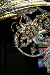 Detail of brass angel bracket, Altar Rail, Elford Church, Staffordshire