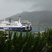 Seajets ferry docking in the rain