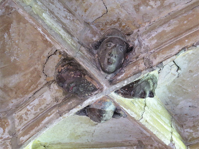 lacock abbey, wilts (119) ages of man, c15 cloister vaulting boss