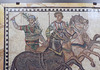 Detail of the Mosaic with the Victorius Green Quadriga in the Archaeological Museum of Madrid, October 2022