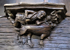 boston church,lincs (19)c14 misericord man catching lion