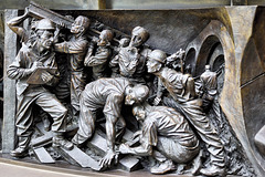 Laying Track – Frieze below the "Meeting Place" Statue, St Pancras Railway Station, Euston Road, London, England