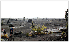 Wasteland of lava rocks and soil