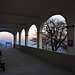 Sunset from the arcade of the Sanctuary of St. Bernard of Trivero, Biella